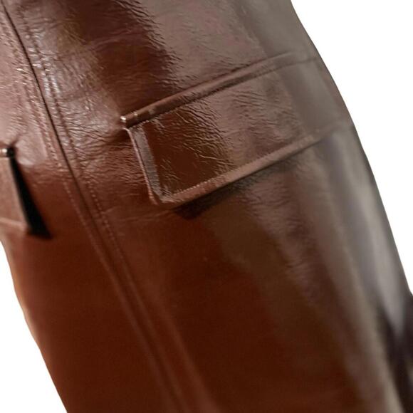 NWT Commense Brown Patent Leather Look Mini Skirt Size XS - Picture 5 of 7